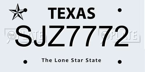 SJZ7772 Texas License Plate