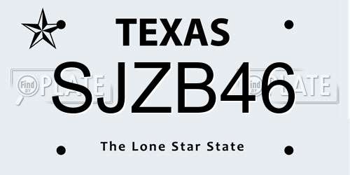 SJZB46 Texas License Plate