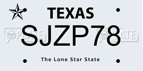 SJZP78 Texas License Plate