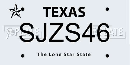 SJZS46 Texas License Plate