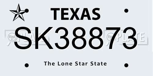 SK38873 Texas License Plate