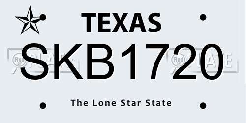 SKB1720 Texas License Plate