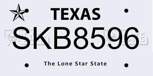 SKB8596 Texas License Plate