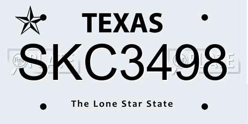 SKC3498 Texas License Plate