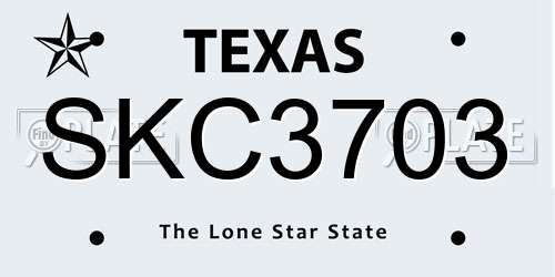 SKC3703 Texas License Plate
