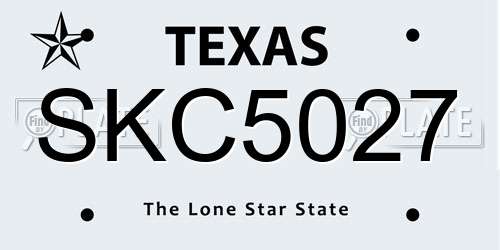 SKC5027 Texas License Plate
