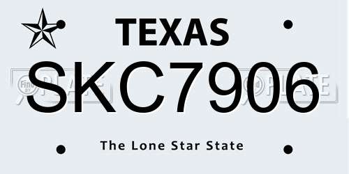SKC7906 Texas License Plate