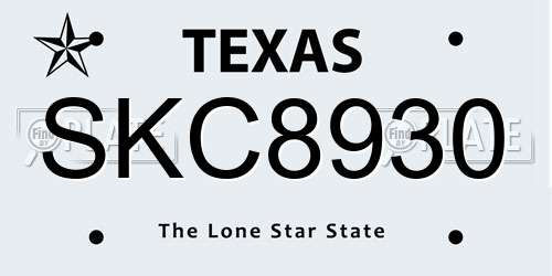 SKC8930 Texas License Plate