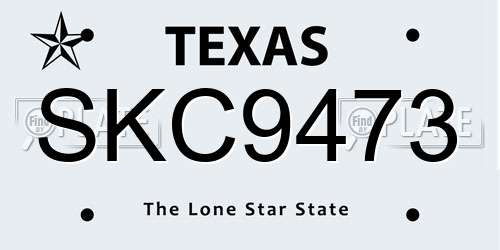 SKC9473 Texas License Plate