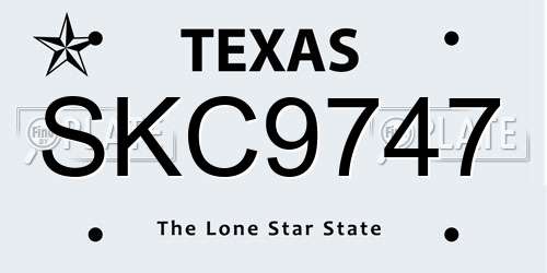 SKC9747 Texas License Plate