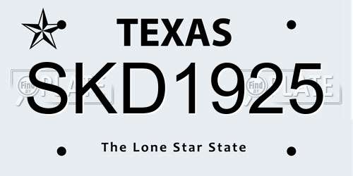 SKD1925 Texas License Plate
