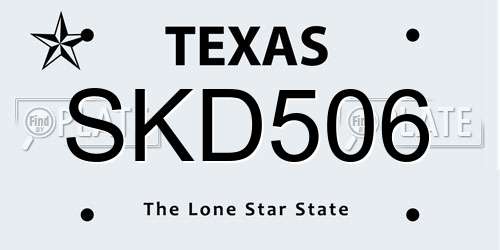 SKD506 Texas License Plate