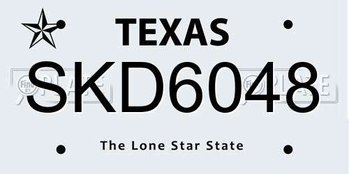 SKD6048 Texas License Plate