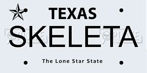 SKELETA Texas License Plate