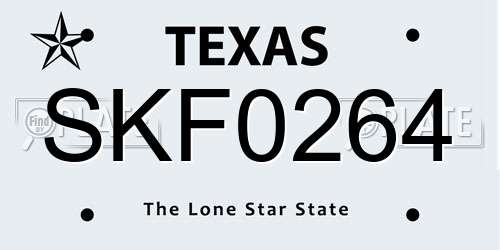 SKF0264 Texas License Plate