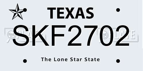 SKF2702 Texas License Plate