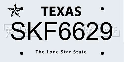 SKF6629 Texas License Plate