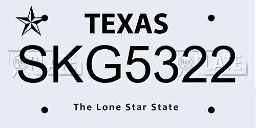 SKG5322 Texas License Plate