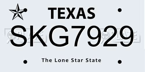 SKG7929 Texas License Plate