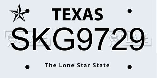 SKG9729 Texas License Plate