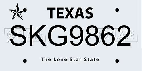 SKG9862 Texas License Plate