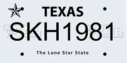 SKH1981 Texas License Plate