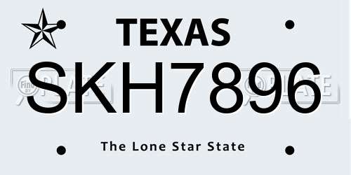 SKH7896 Texas License Plate