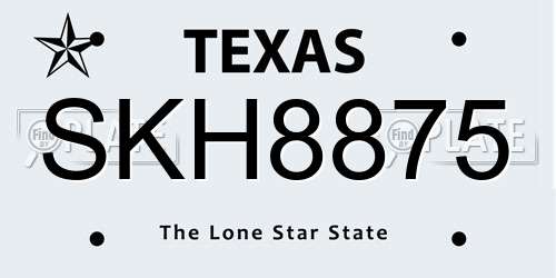 SKH8875 Texas License Plate