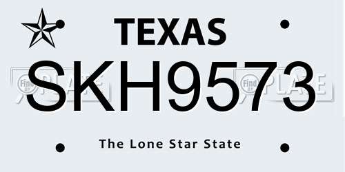 SKH9573 Texas License Plate
