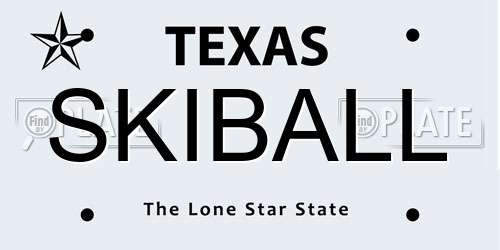 SKIBALL Texas License Plate
