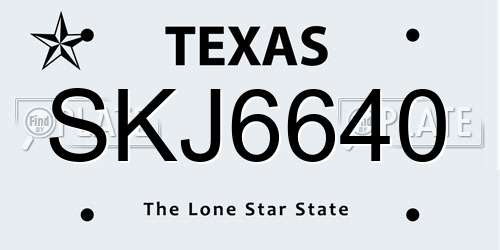 SKJ6640 Texas License Plate