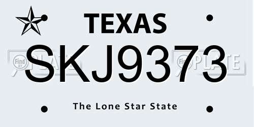 SKJ9373 Texas License Plate