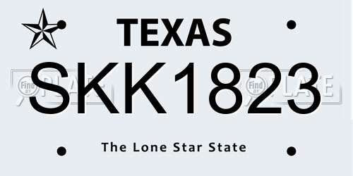 SKK1823 Texas License Plate