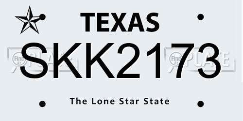SKK2173 Texas License Plate