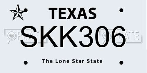 SKK306 Texas License Plate