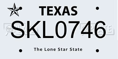 SKL0746 Texas License Plate