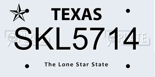 SKL5714 Texas License Plate