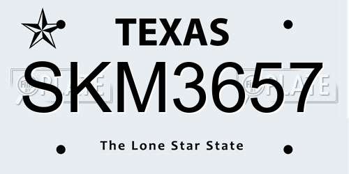 SKM3657 Texas License Plate