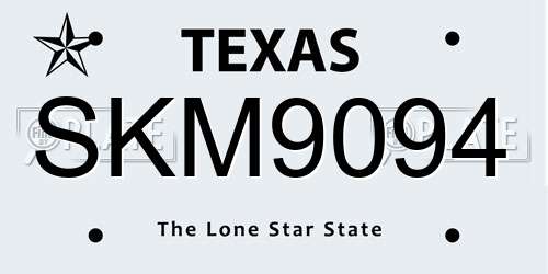 SKM9094 Texas License Plate