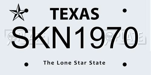 SKN1970 Texas License Plate