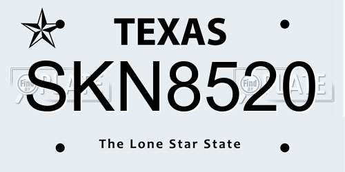 SKN8520 Texas License Plate