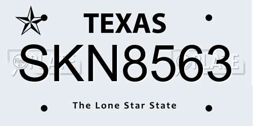 SKN8563 Texas License Plate
