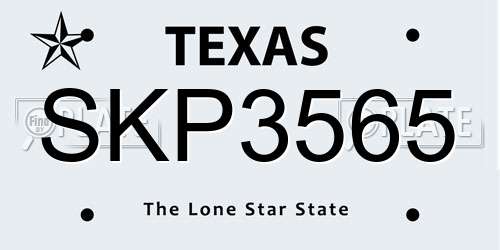 SKP3565 Texas License Plate