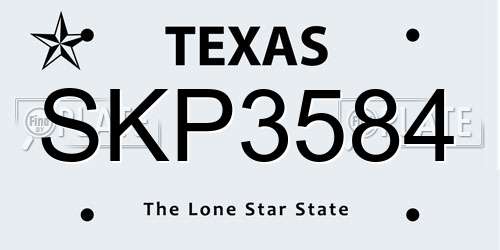 SKP3584 Texas License Plate