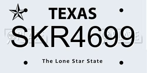 SKR4699 Texas License Plate