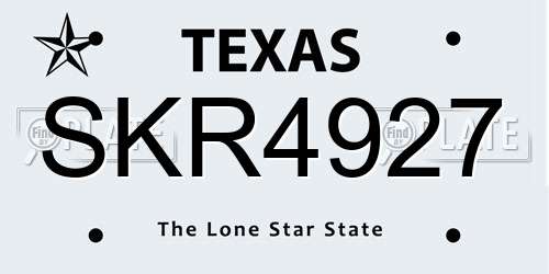 SKR4927 Texas License Plate