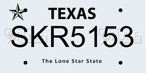 SKR5153 Texas License Plate