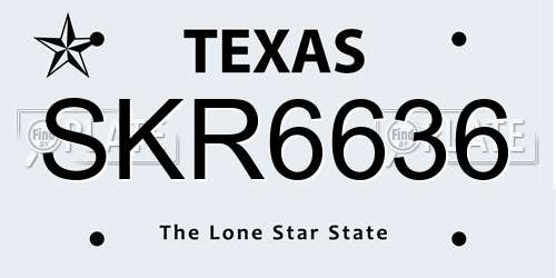 SKR6636 Texas License Plate