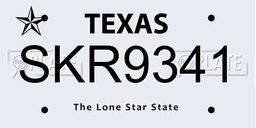 SKR9341 Texas License Plate