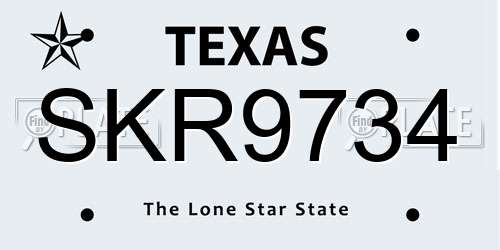 SKR9734 Texas License Plate